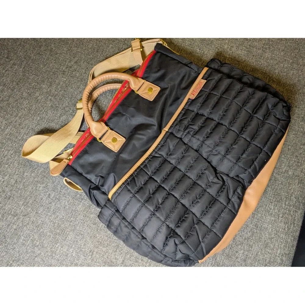 Maman New York Black Beige Quilted Diaper Shoulder Bag Messenger Look Purse